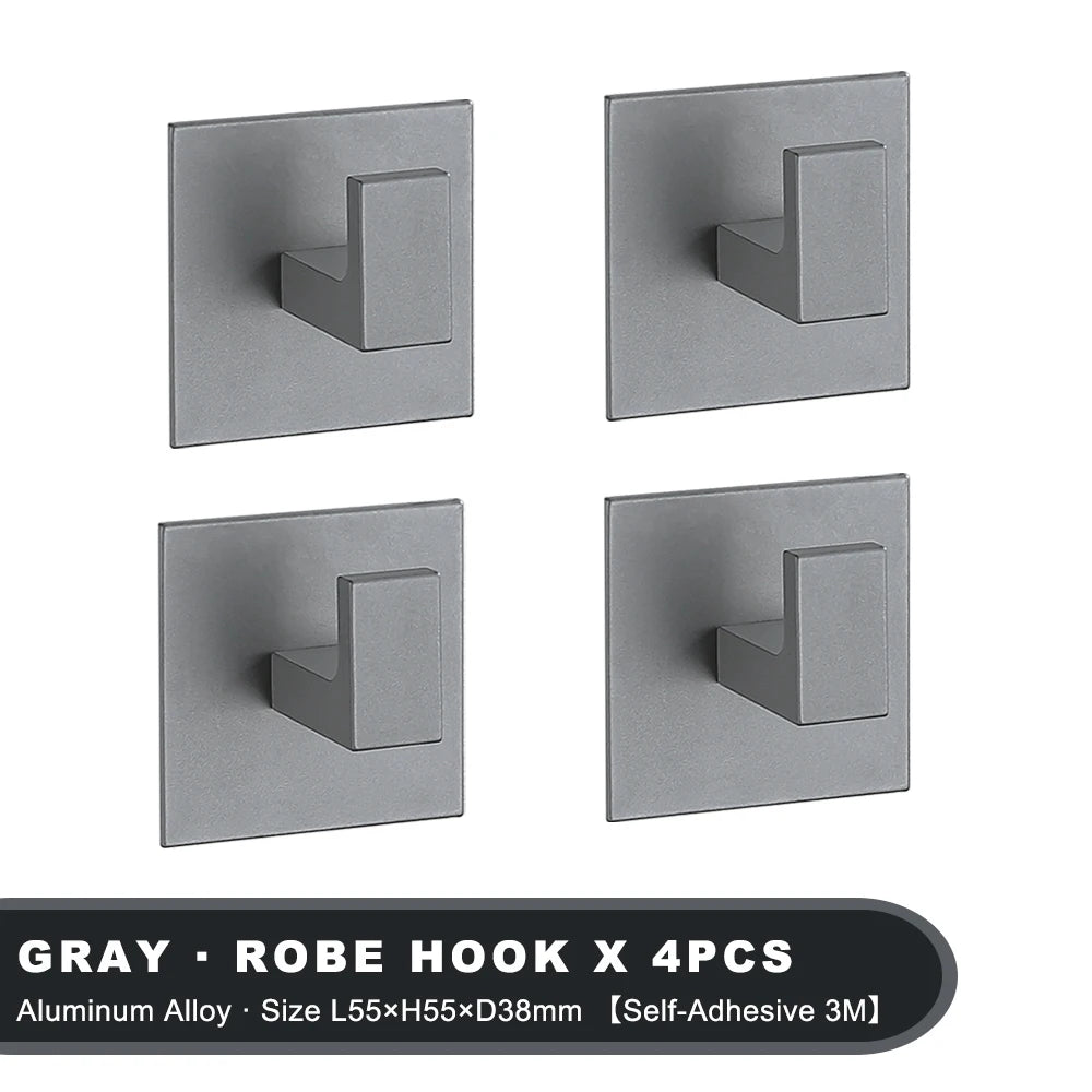 1-4Pcs Strong Adhesive Wall Hook Sticker Hanging Coat Rack Clothes Hanger Shower Robe Hook Kitchen Bathroom Towel hooks Black