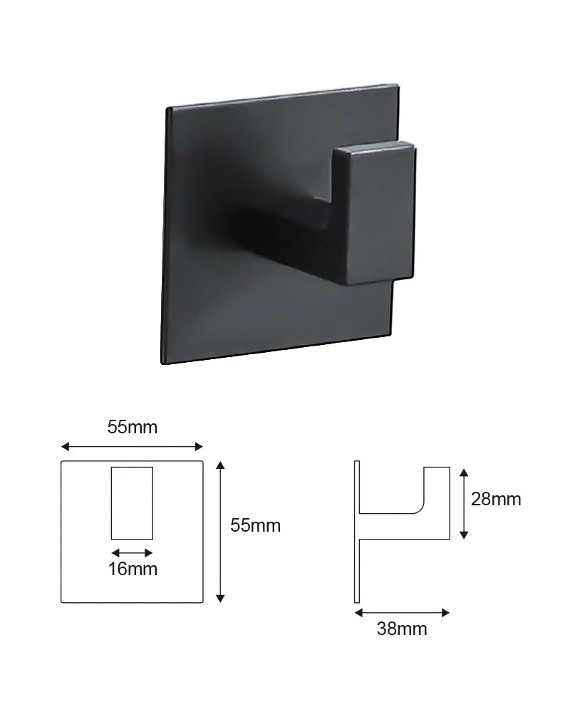 1-4Pcs Strong Adhesive Wall Hook Sticker Hanging Coat Rack Clothes Hanger Shower Robe Hook Kitchen Bathroom Towel hooks Black