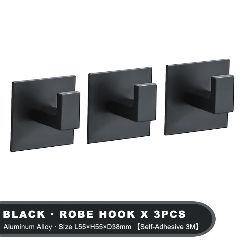 1-4Pcs Strong Adhesive Wall Hook Sticker Hanging Coat Rack Clothes Hanger Shower Robe Hook Kitchen Bathroom Towel hooks Black