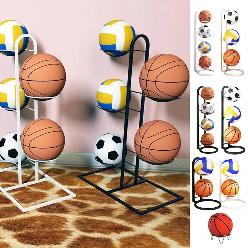 Basketball Holder Cast Iron Stand Display For Volleyball Ball Storage Holder Football Display Stand Multi-Layer Storage Shelf