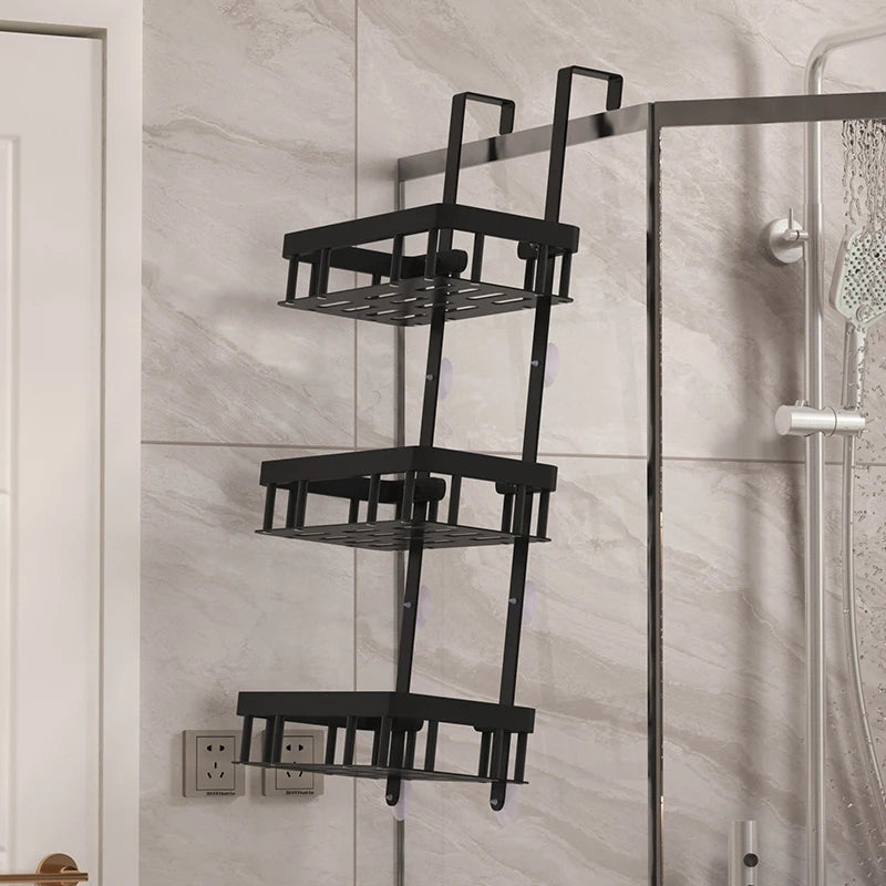 Bathroom wall mounted three-layer storage rack, door mounted rack, shower gel rack, shower room supplies storage rack