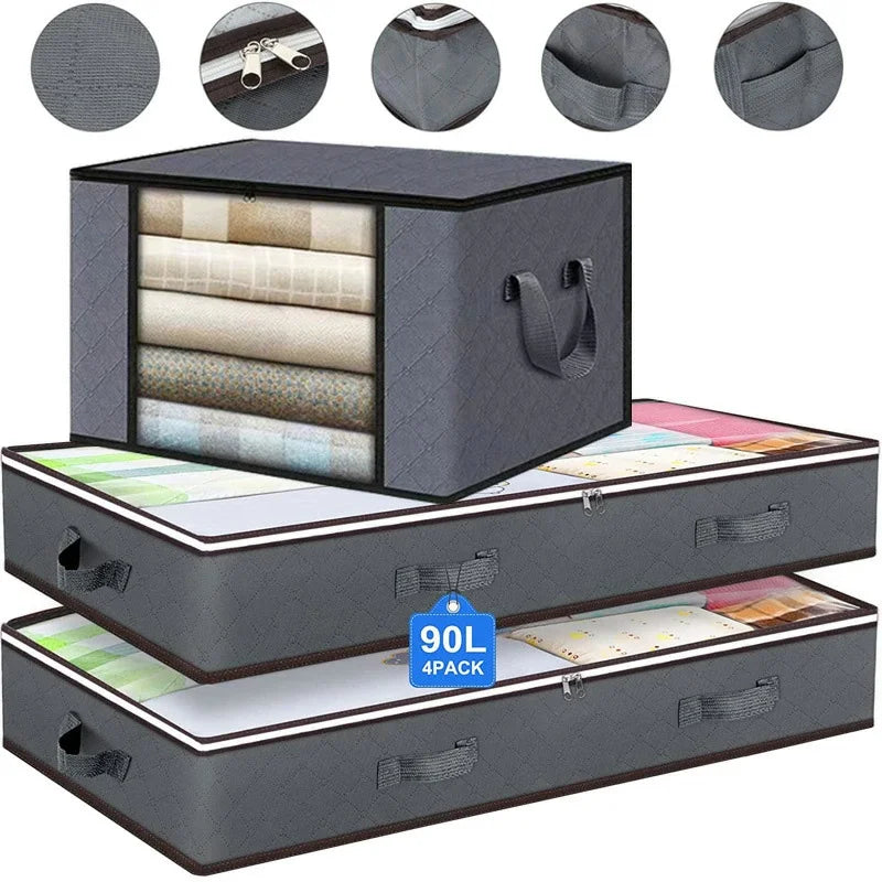 Fold Non Woven Fabric Storage Box Underbed Storage Bag Clothing Underwear Sock And Kid Toy Storage Bag For Bedroom Closet