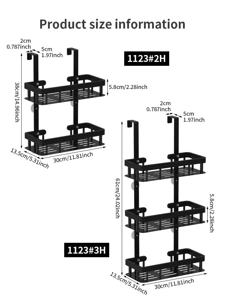 Bathroom wall mounted three-layer storage rack, door mounted rack, shower gel rack, shower room supplies storage rack