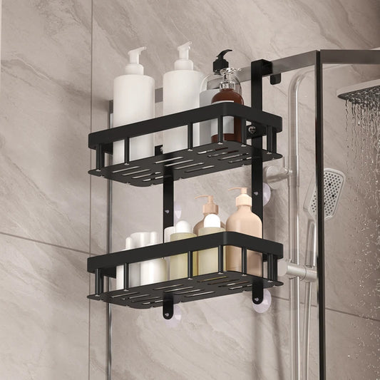 Bathroom wall mounted three-layer storage rack, door mounted rack, shower gel rack, shower room supplies storage rack