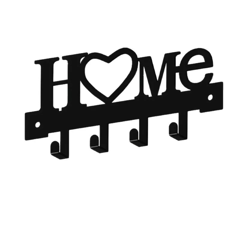 "Home Love" Shaped Key Holder with Hooks - No-Drill Wall Mount, Metal Organizer for Living Room Decor,Key Rack | Key Hanger Wall