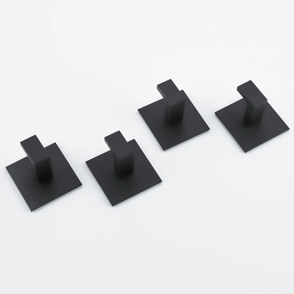 1-4Pcs Strong Adhesive Wall Hook Sticker Hanging Coat Rack Clothes Hanger Shower Robe Hook Kitchen Bathroom Towel hooks Black