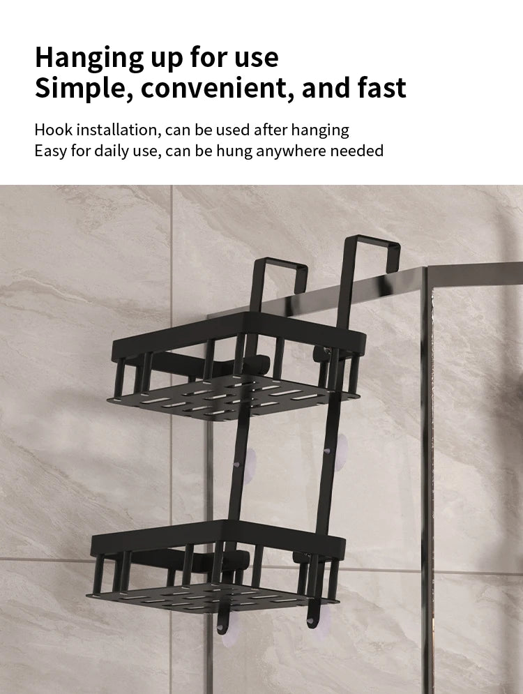 Bathroom wall mounted three-layer storage rack, door mounted rack, shower gel rack, shower room supplies storage rack