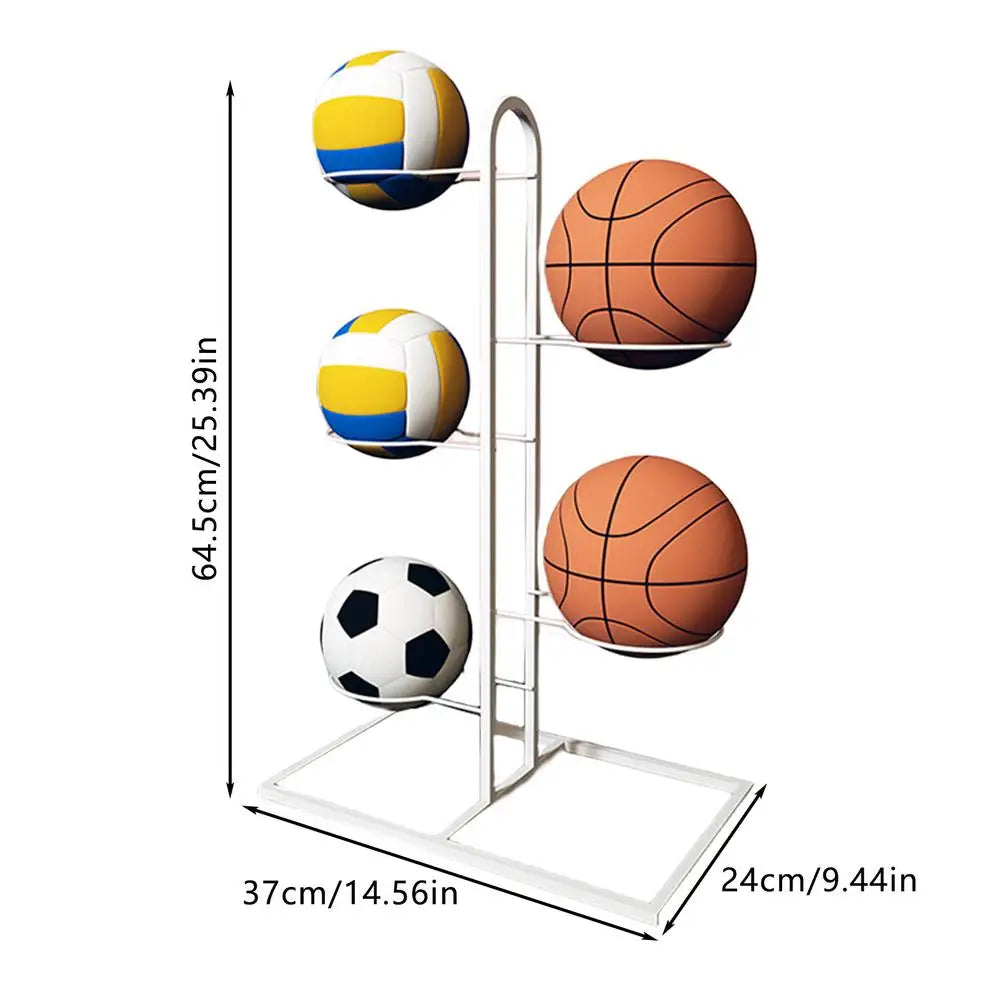 Basketball Holder Cast Iron Stand Display For Volleyball Ball Storage Holder Football Display Stand Multi-Layer Storage Shelf