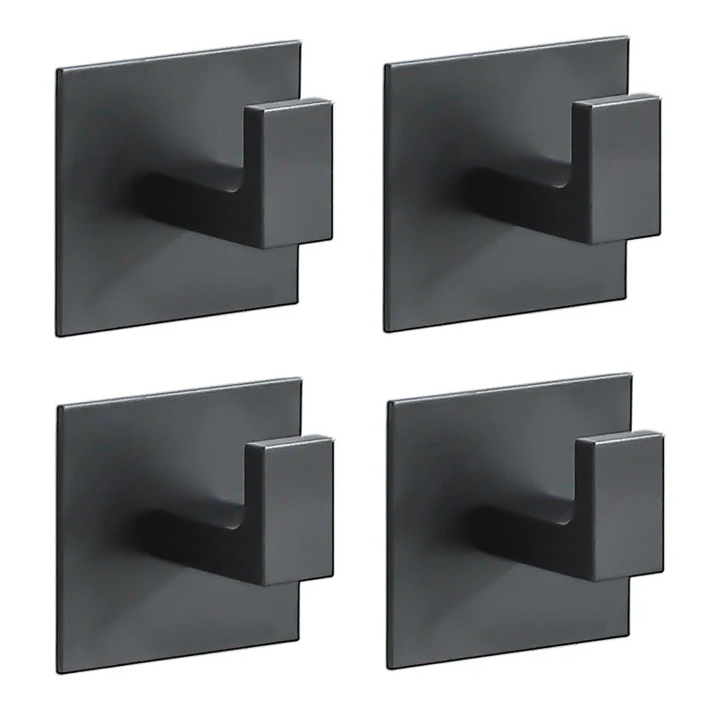 1-4Pcs Strong Adhesive Wall Hook Sticker Hanging Coat Rack Clothes Hanger Shower Robe Hook Kitchen Bathroom Towel hooks Black
