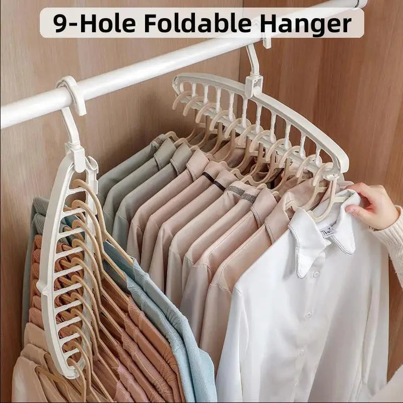 9 Hole Foldable Hanger Wardrobe Space Saving Storage Hanger For Clothes Drying Hangers Storage Organizers Rack Coat Pants Hanger