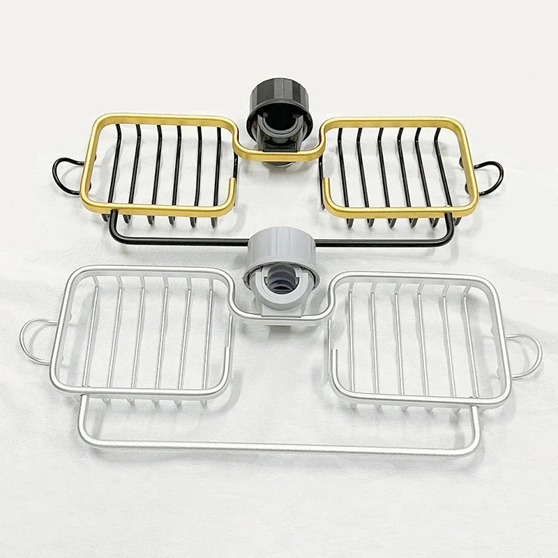 Kitchen Space Aluminum Sink Drain Rack Sponge Storage Faucet Holder Soap Drainer Shelf Basket Organizer Bathroom Accessories