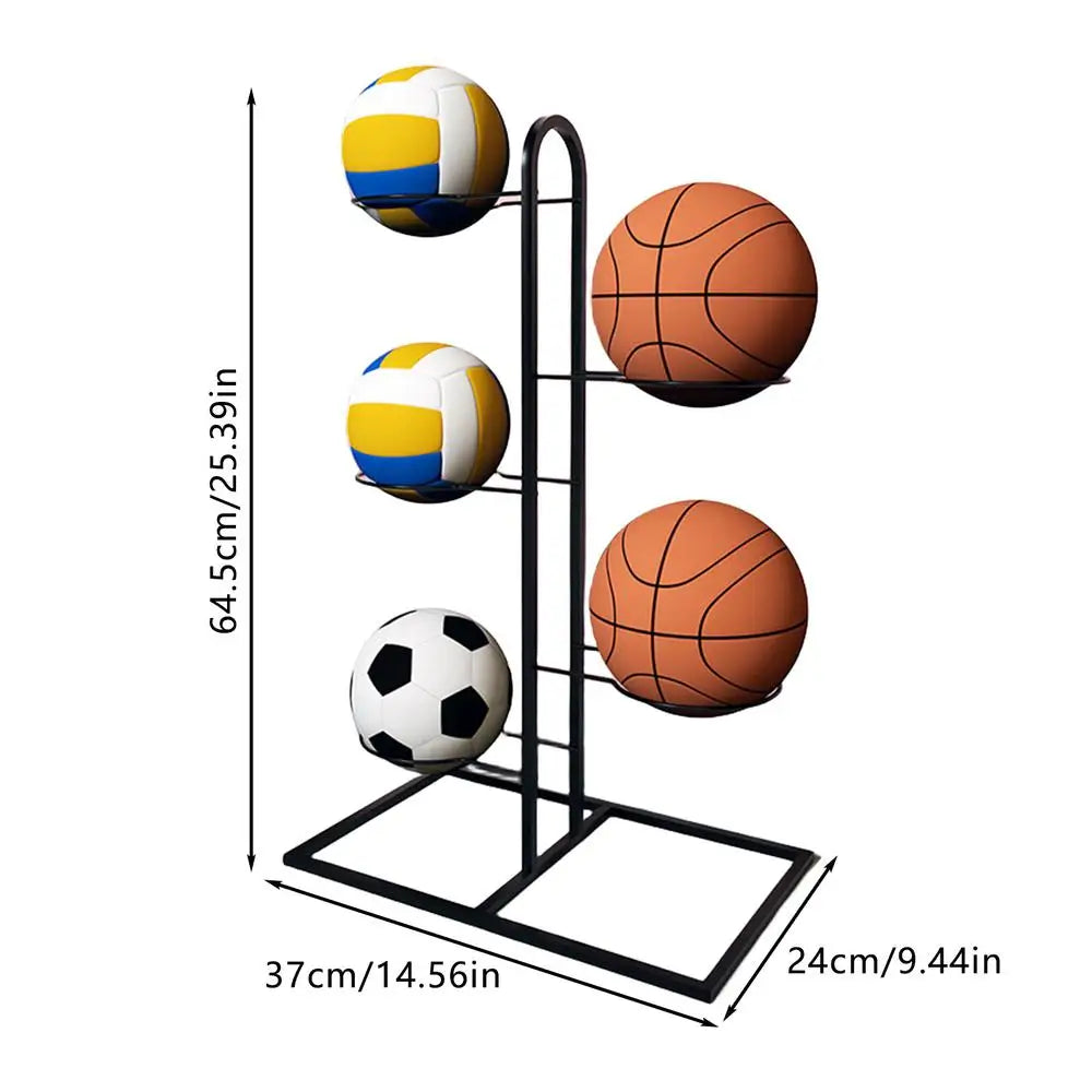 Basketball Holder Cast Iron Stand Display For Volleyball Ball Storage Holder Football Display Stand Multi-Layer Storage Shelf